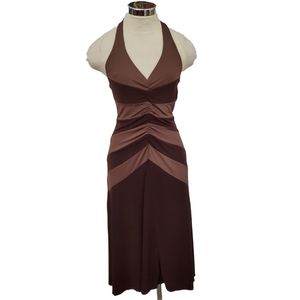 90s Chocolate Ruched Bodycon Midi Dress